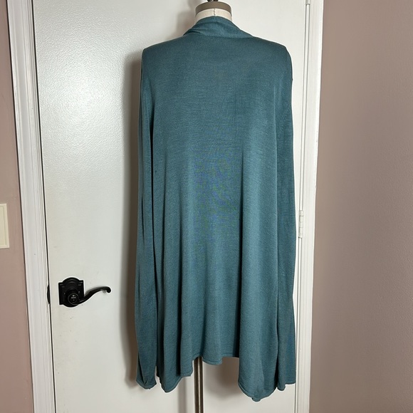 ❌Eileen Fisher Open Long Cardigan Sweater Silk Blend Blueish Green Small - Picture 7 of 9